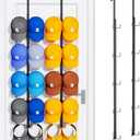 SWTYMIKI Over Door Hat Organizer - 2 Packs Metal Wall Mounted Hat Rack with 5-Tier Dual Hooks Design, Hanging Baseball Cap Organizer Storage Holds up to 40 Caps for Door, Bedroom, Closet (Black)