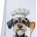 4 x Funny Schnauzer Dog Kitchen Towels, Schnauzer Gifts for Women Men Dish Tea Towels for Kitchen, Dog Lovers Mom Dad Owner Gifts Decorative Hand Towels, 16x24 Inch
