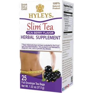 HYLEYS Slim Tea Acai Berry, Weight Loss Detox, Slimming Diet Tea, 25 Bags (EXP 02/01/28)
