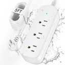 Outdoor Power Strip Weatherproof, IPX6 Waterproof Surge Protector with 3 Wide Outlets, 1625W/13A, 5FT Extension Cord, Wall Mountable for Indoor Outdoor, UL FCC Listed-White