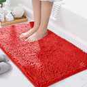 BOANKODU Bathroom Rugs Mat 23" x 14", Ultra Soft Absorbent Bath mat, Quick Dry Machine Washable Chenille Bath Rug, Non Slip Bath Mat for Bathroom Floor, Home Decor Accessories, Red