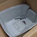 IRIS USA Cat Litter Box Large with Front Door Flap, Covered Enclosed Litter Box Enclosure with Scoop, Handle & Buckles for Portability & Privacy, Hidden Litter Pan, Gray