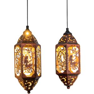 Go2garden 12.4" Outdoor Solar Lanterns Waterproof Garden Gifts Women, Moon Fairy Statue Solar Haning Lights for Patio, Yard Decorations, Mothers Day Gifts for Mom, Grandma(2Pack, Red Copper)