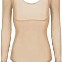 Nimiman Women's Belly Dance Bodysuit with Long Sleeves Mesh Sheer Leotard Tops L