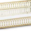 Bar Cart Tray, Decorative Mirrored Tray with Handles, Large Capacity Organizer, Gold