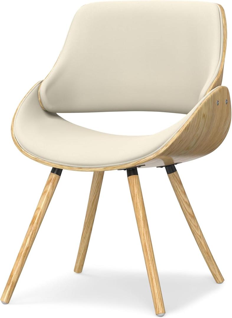 SIMPLIHOME Malden Dining Chair in Light Wood, Natural Linen Look Fabric, 22.8" W x 20.9" D x 30.9" H, Mid-Century Modern Style for Dining Room