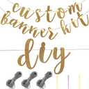TaoBary 167 Pcs DIY Banner Kit Happy Birthday Glitter Banner Customizable Glitter Make Your Own Kit 162 Letters Symbols and Numbers 3 Rope for Birthday Halloween Wedding Christmas(Champagne Gold)