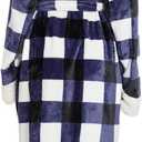 Plush Robes for Women, Hooded Bathrobe Long Fluffy, Womens Fuzzy Fleece Warm Soft Cozy Robe (Blue, XXXL)