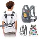 2025 New Safety Walking Harness for Big Kids (6-12yrs) with Autism Special Needs ADHD, Anti-Elopement Vest Harness with Grab Handle and Light Reflector, Adjustable Leash for Autistic, Active Child (Medium For Height 3'9" - 5'3", Dark Grey)