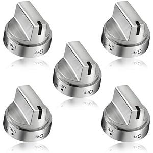 5 Pack Stainless Steel WB03x24818 Gas Stove Knob Replacement for ge,PS11729081 AP5989029 Stainless Steel Stove Replacement Knobs,Compatible with ge Stove Knob（Not Universal）