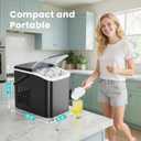 OLIXIS Ice Maker Machine with Handle,26lbs in 24Hrs,9 Ice Cubes in 6 Mins, Auto-Cleaning Portable Ice Maker with Basket and Scoop, Countertop Ice Maker for Home/Kitchen/Camping/RV, Sleek Black