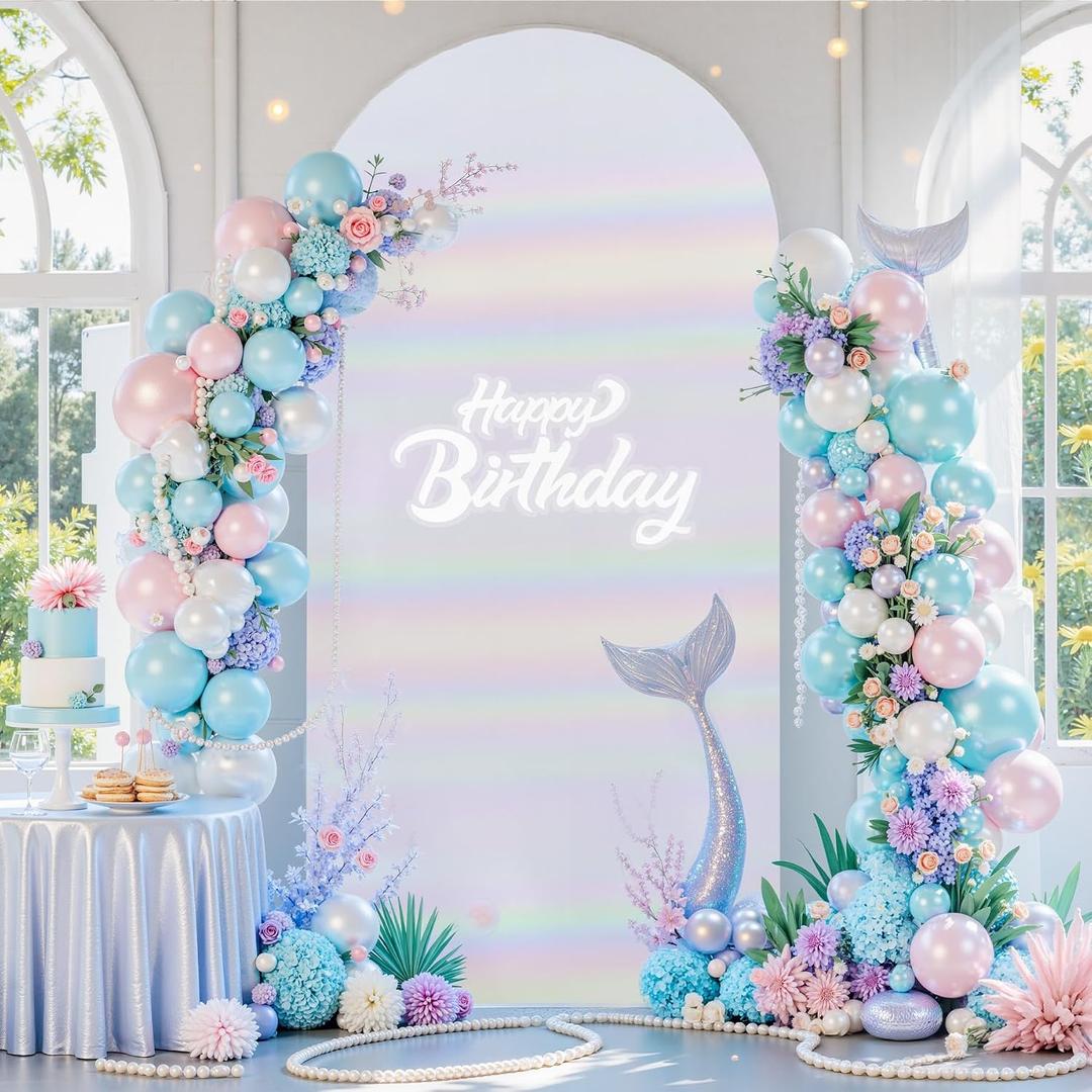 Rainbow White Arch Cover 6ft Sequin Sparkly Arch Backdrop Cover Spandex Shimmer Balloon Arch Stand Cover for Birthday Party Wedding Bridal Shower Baby Shower Photo Colorful Arches Background