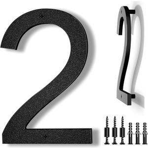 8 Inch Large Floating House Numbers, Black Modern House Number for Outside, Home Address Numbers for Outdoor Garage Gate Wall Street (2)