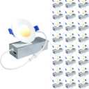 Ensenior 24 Pack 3 Inch LED Recessed Ceiling Light, Dimmable, 2700K-5000K 5CCT, 500LM 6W 120V, High Brightness Dimmable Canless Wafer Downlight - ETL&FCC&IC