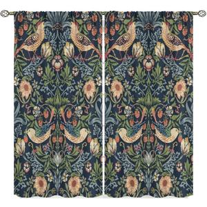 Vintage William Morris Botanical Art Windows Curtains Floral Patterns Vintage Floral Patterns Curtains, for Living Room Bedroom 52x84in 2 Panels Decor