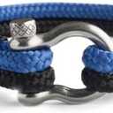 Mens Rope Bracelet - Stainless Steel Silver Shackle, Extremely Durable and Scratch Resistant Waterproof Paracord, Handmade, Nautical Wristband for Men Pack Of 2