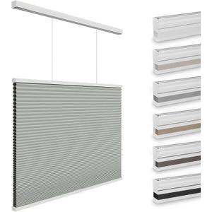Changshade Top Down Bottom Up Blackout Cellular Shades, Cordless Honeycomb Blinds for Windows, Light Blocking & Total Privacy for Day Sleepers,Gray,35" W*72" H