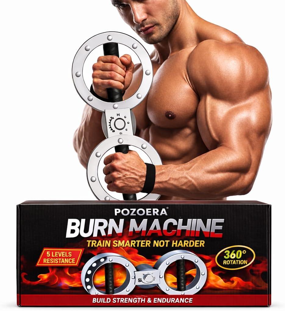 Burn Machine - Spinning Rotator Burn Machine with 12LB Adjustable Resistance,Forearm Strengthener Trainer 360 Degree Rotating Arm Workout Exercise Equipment for Men&Women