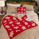 Snuggle Sac Christmas Throw Blanket for Couch, Gingerbread Men Blanket 50x60 inches, Ultra Soft Reversible Cozy Throw Blanket for Sofa and Bed for Xmas (Red Gingerbread Man)
