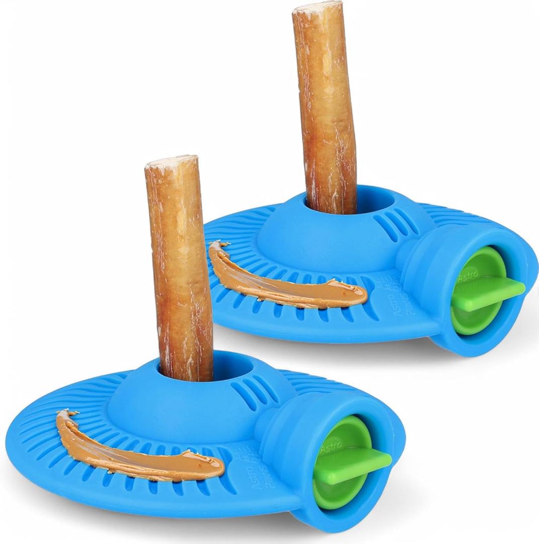 UFO Bully Stick Holder & Lick Mat - Flexible, Resilient, Quiet on Floors, Teeth-Safe, Safety Device for Dogs - Prevents Swallowed Ends, Long-Lasting, Dishwasher Safe (2)