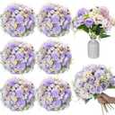 Tigeen 6 Bundles Artificial Bouquet Flowers Artificial Peonies Faux Roses Silk Flowers Hydrangea Bouquet for Wedding Table Centerpiece Floral Vase Decor(Purple)
