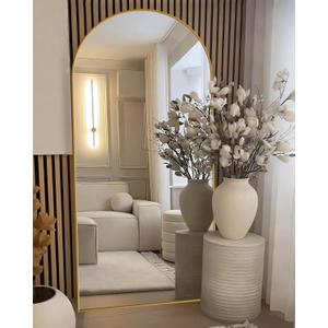 SUNQUEEN Arched Mirror Full Length, 71"x32" Full Length Mirror with Stand, Standing Floor Mirror Wall, Hanging or Leaning Large Full Body Mirrors for Bedroom Living Room(Gold)