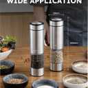 FORLIM Electric Salt and Pepper Grinder Set, Upgraded Washable, Batteries Powered Automatic One-Handed Operation with LED, Adjustable Coarseness Pepper and Salt Grinder Refillable, Stainless Steel