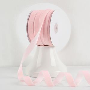 MEEDEE Thin Pink Velvet Ribbon 5/8 Inch Single Face Nylon Velvet Ribbon 25 Yards Pink Velvet Ribbon for Christmas Tree, Ornaments, Gift Wrappig, Rustic Wreath, Invitations, Bouquet, Sewing Crafts (Pink Light)