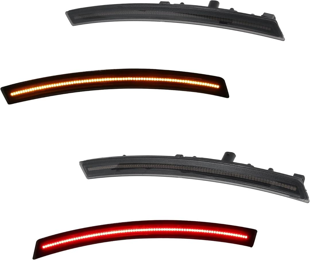 X AUTOHAUX 4Pcs Smoked Lens for Chevrolet Corvette C7 2014-2019 Red Amber LED Front Rear Side Marker Lamps 22771197 22771196 Turn Singal Light