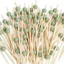 200 Pcs Sage Green Easter Spring Party Cocktail Pick 4.7" Toothpick for Appetizer Skewer Sandwich Drink Bamboo Food Pick Martini Stick Garnish Party Bar Catering Accessory Baby Shower Wedding Supply