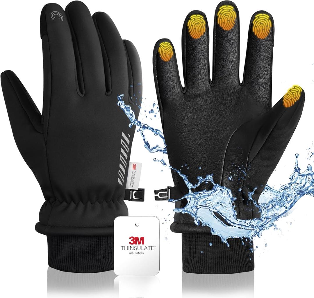 RIGWARL Waterproof Gloves for Cold Weather with 3M Thinsulate, Extreme Cold Winter Snow Glove 7 Layer Thermal Men Women/Youth (Black)