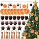 96 Pcs Christmas Tree Decorations Christmas Dried Orange Slice Ornaments Sleigh Bells Stars Pine Cones Cinnamon Farmhouse Hanging Ornament for Xmas Tree