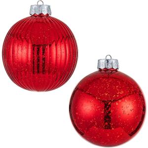 Large Christmas Ball Ornaments, Oversized Shatterproof Plastic Decorative Hanging Mercury Ornaments Ball for Xmas Holiday Party Decorations (Red, 6.0")