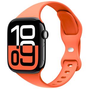3 x STG Sport Band Compatible with Apple Watch 38mm 40mm 42mm 44mm, Soft Silicone Slim Thin Narrow Replacement Strap Compatible for iWatch SE Series 6/5/4/3/2/1 (Orange, 42/44mm)