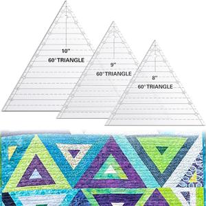 Kigley 3 Pcs 60 Degree Triangle Ruler for Quilting 8 9 10 Inch Acrylic Template Rulers Quilting Sewing Layer Cake Patchwork Supplies for Cutting Pattern DIY Craft(Clear)