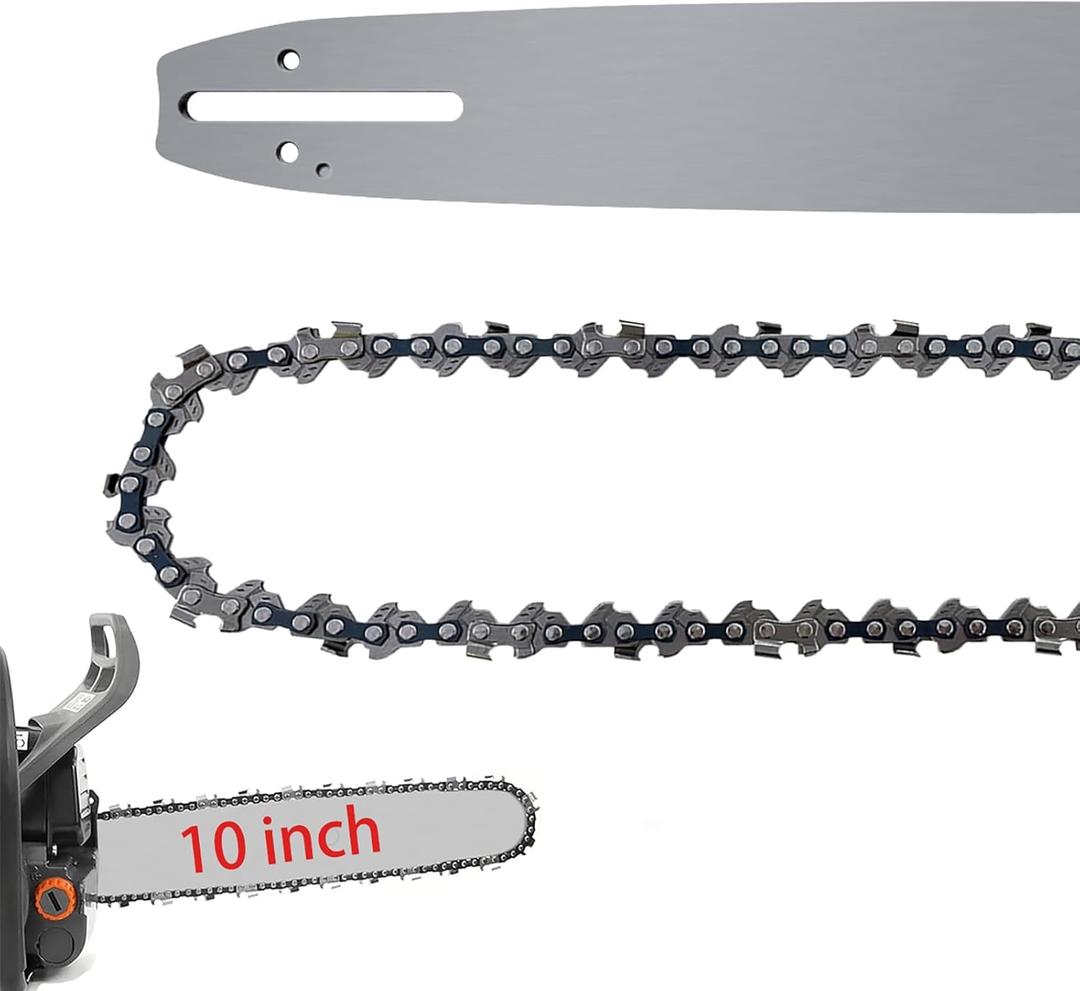 10 Inch Pole Saw Bar and Chain Combo, Replacement Guide bar for Greenworks PS80L00, PS80L210, PS80L212, 100SDAA041 for KOBALT KPS 1081-06, KPS 2081-06, 10" Chainsaw Chain for 25AP058X