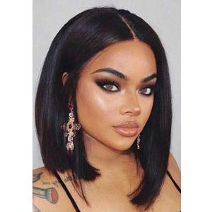 Black Bob Wigs Straight Short Wigs for Women Synthetic Heat Resistant Fiber Hair Middle Part Natural Looking Daily Cosplay Party Wigs 12 Inch (Black)