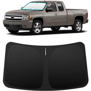 INSAUTO Custom Fit Windshield Sun Shade Accessories for Chevrolet/Chevy Silverado/GMC Sierra 2007-2013, Foldable Front Window Sunshade, UV & Heat Reflector, Keeps Interior Cool, Includes Storage Bag