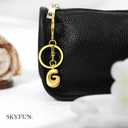 3 x Gold Letter Keychain for Women Cute Small Initial Keychain Charms for Purses Bags Handbags Wallet Backpack Accessories, Gold W