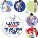 Play22 Kids Cleaning Set 12 Piece - Toy Cleaning Set Includes Broom, Mop, Brush, Dust Pan, Duster, Sponge, Clothes, Spray, Bucket, Caution Sign, - Toy Kitchen Toddler Cleaning Set - Original