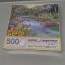 Bits and Pieces - 500 Piece Jigsaw Puzzle for Adults 18" x 24" - Spring Cabin - 500 pc Forrest River Boat Pier Flower Tree Nature Bloom Jigsaw by Artist Bigelow Illustrations