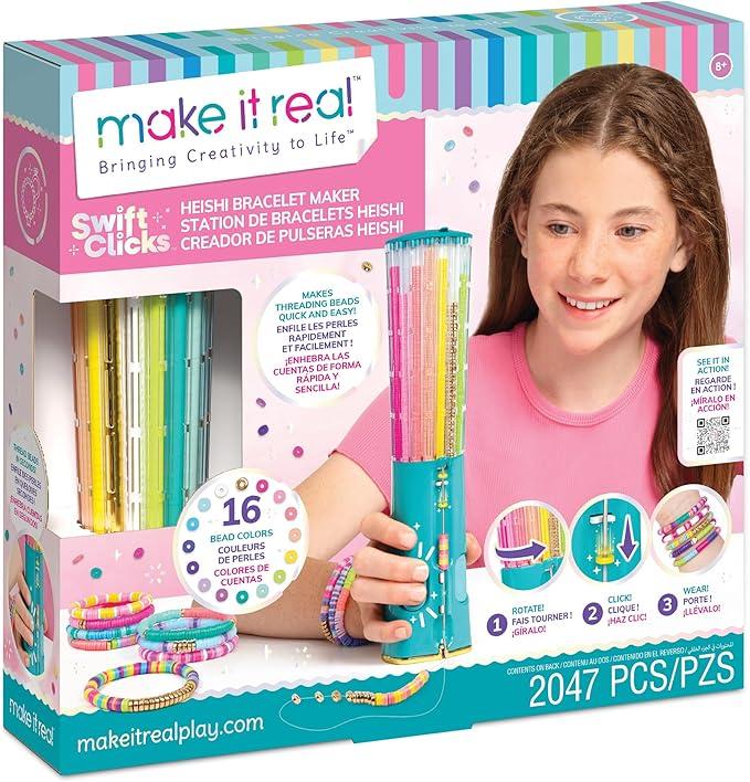 Make It Real: Swift Clicks - Heishi Bracelet Maker - 2047pc, DIY Jewelry Craft Kit, Design & Make 23 Bead Bracelets, Rotate-Click-Wear, Girls Kids 8+