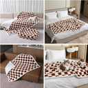 Waterproof Pet Blanket,Dog Bed Covers Small Throw for Puppy Cats Stylish Jacquard Pets Couch Sofa Furniture Protection Washable Reversible Covers (Coffee Check,XS)