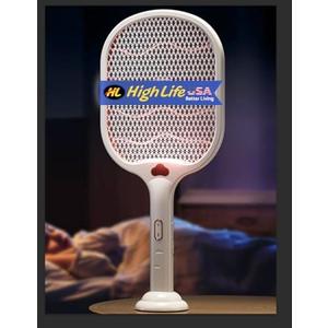 High Life USA Bug Zapper Racket Electric Fly Swatter with UV Light, USB Rechargeable Mosquito Killer Dual Modes 3 Layer Safety Mesh 2 in 1 Indoor and Outdoor Use (White) 2 PACK