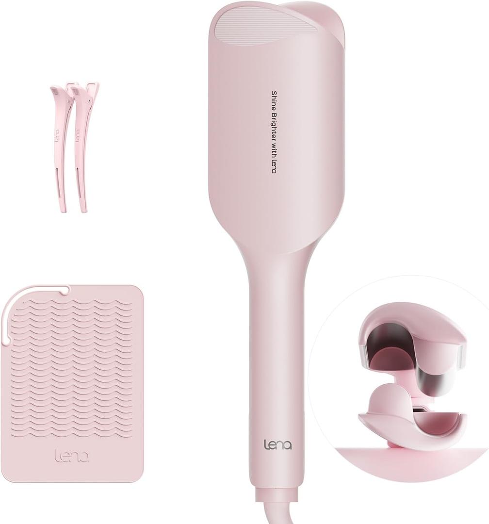 Waver Curling Iron LENA S12 Beach Waver Curling Wand, Hair Tool with 2 Barrels, Anti-Scald Protection, Adjustable Time & Temps, Dual Voltage, Titanium Coating for Effortless, Long-Lasting Waves