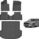for Hyundai Santa FE Floor Mats 2021 2022 2023(Not Fit Hybrid), TPE All Weather Custom Car Floor Mat Cargo Trunk Liner Full Set for Hyundai Santa FE Accessories 2021-2023