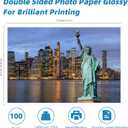 Uinkit Photo Paper Glossy Double Sided 8.5x11 Inkjet 37lb 140gsm Dye ink Thin Photo Picture Flyer Calendar Magazine CD Cover letter (100, 8.5 x 11 x Glossy)