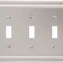 Continental Triple Toggle Cast Metal Wallplate in Satin Nickel