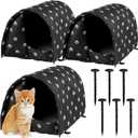 3 Pcs 23.62" x 16.93"x 15.75" Cat Houses for Outdoor Cats Bulk Weatherproof Waterproof Rainproof Foldable Cotton Insulated Feral Dogs Tent Shelter Pet Beds for Warm Outdoor Indoor Garden 2 2kg Kitten