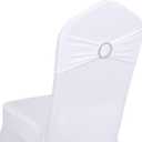Obstal 10 PCS Spandex Stretch Chair Sashes Bows for Wedding Reception- Universal Elastic Chair Cover Bands with Buckle Slider for Banquet, Party, Hotel Event Decorations Sashes, White 
